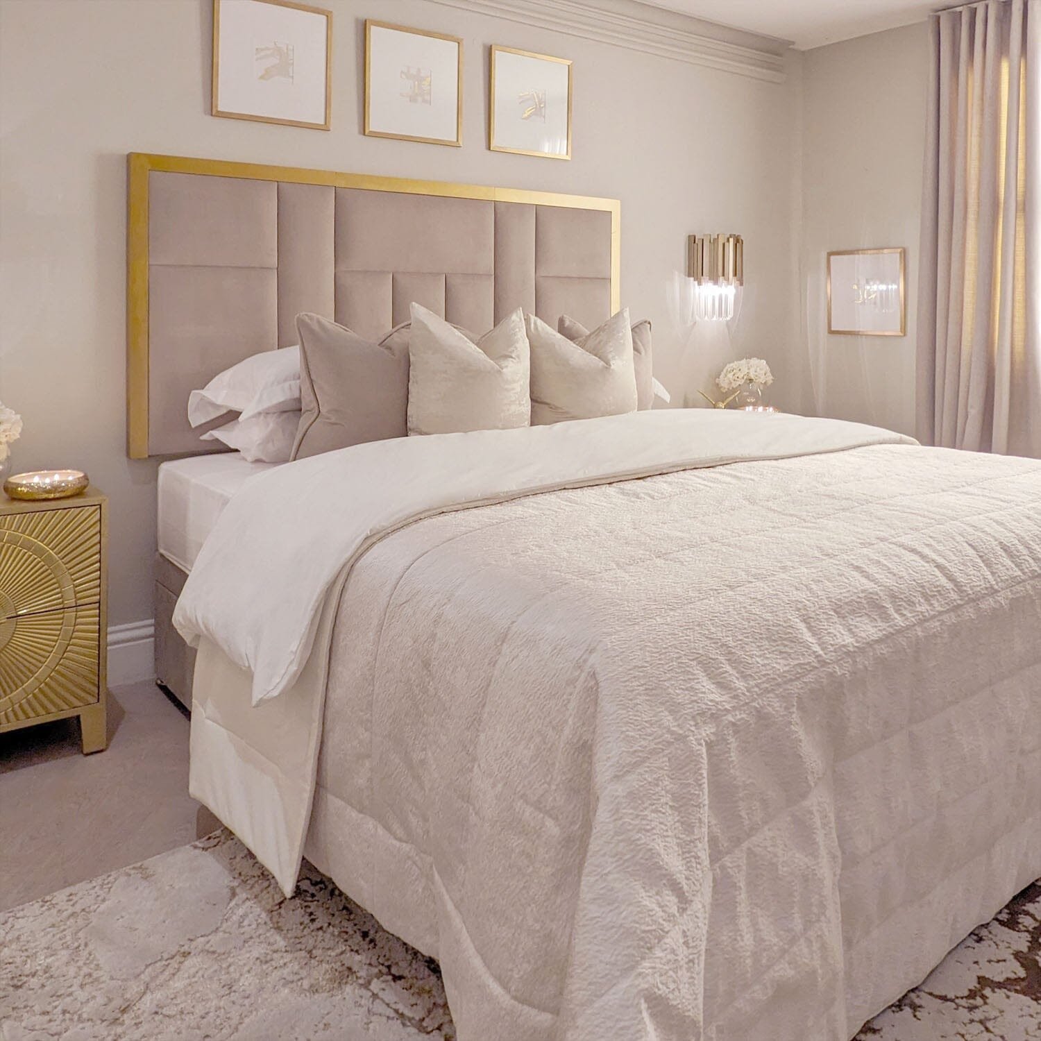 Kensington Mink & Gold Premium Abstract Half Height Headboard