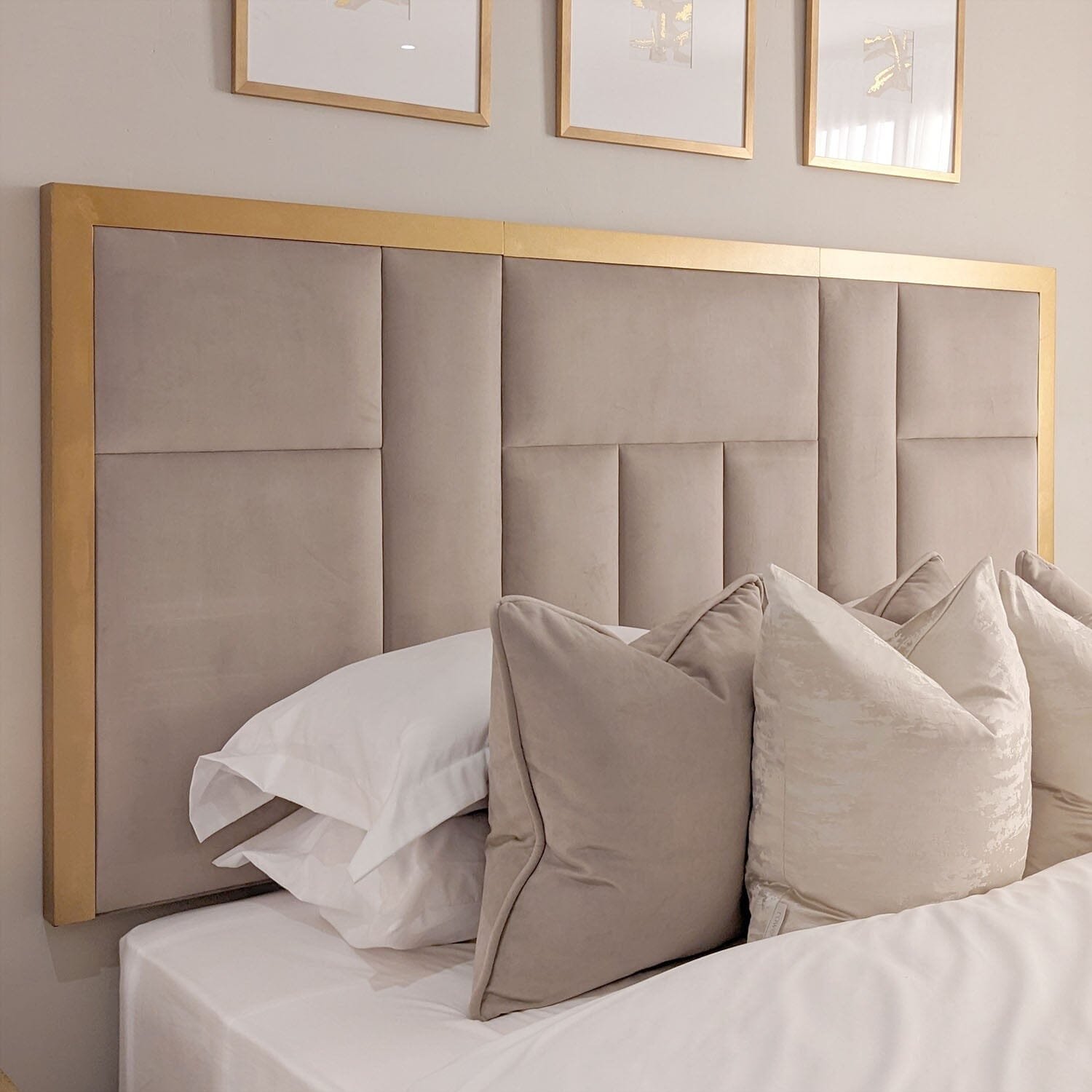 Kensington Mink & Gold Premium Abstract Half Height Headboard