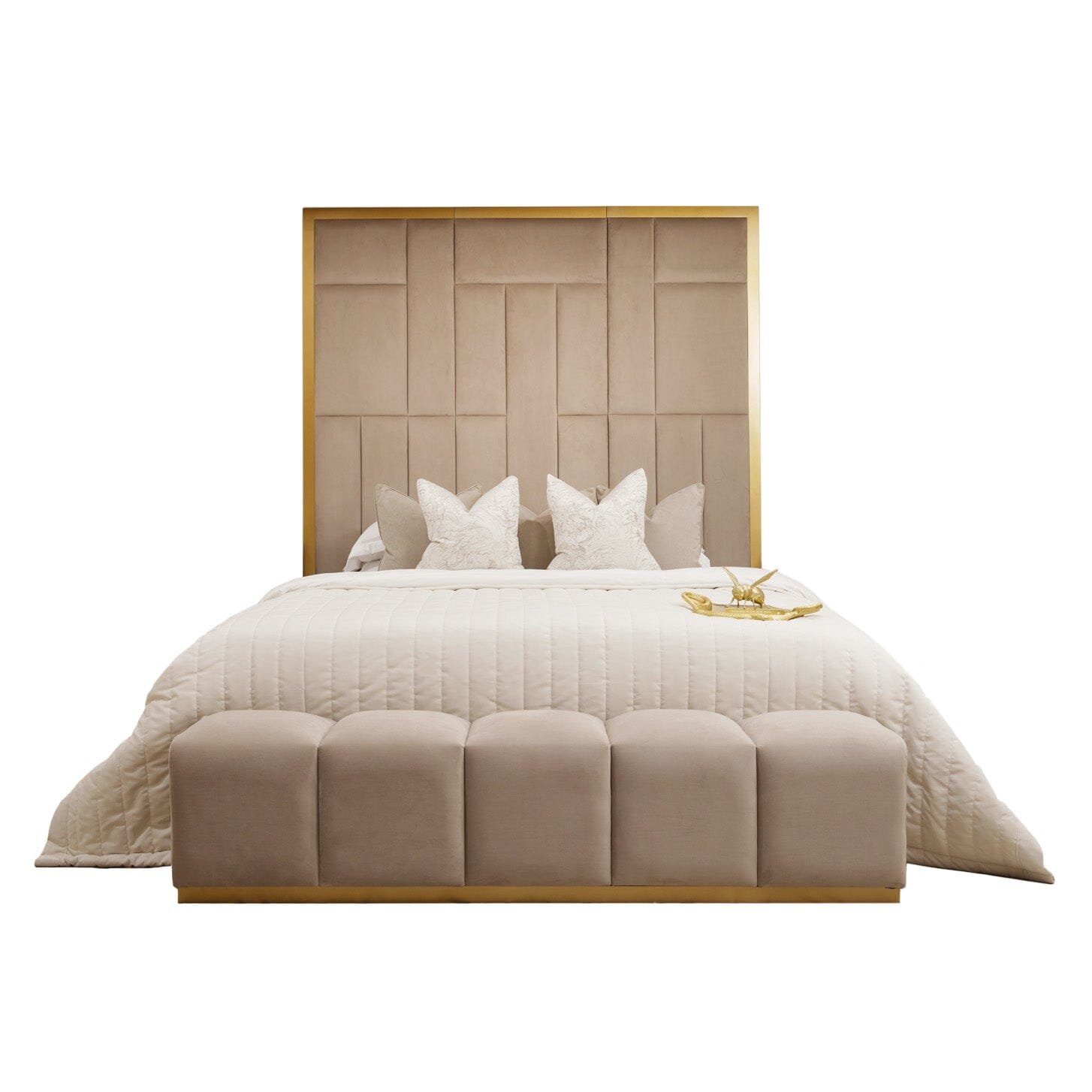 Kensington Mink & Gold Premium Abstract Headboard
