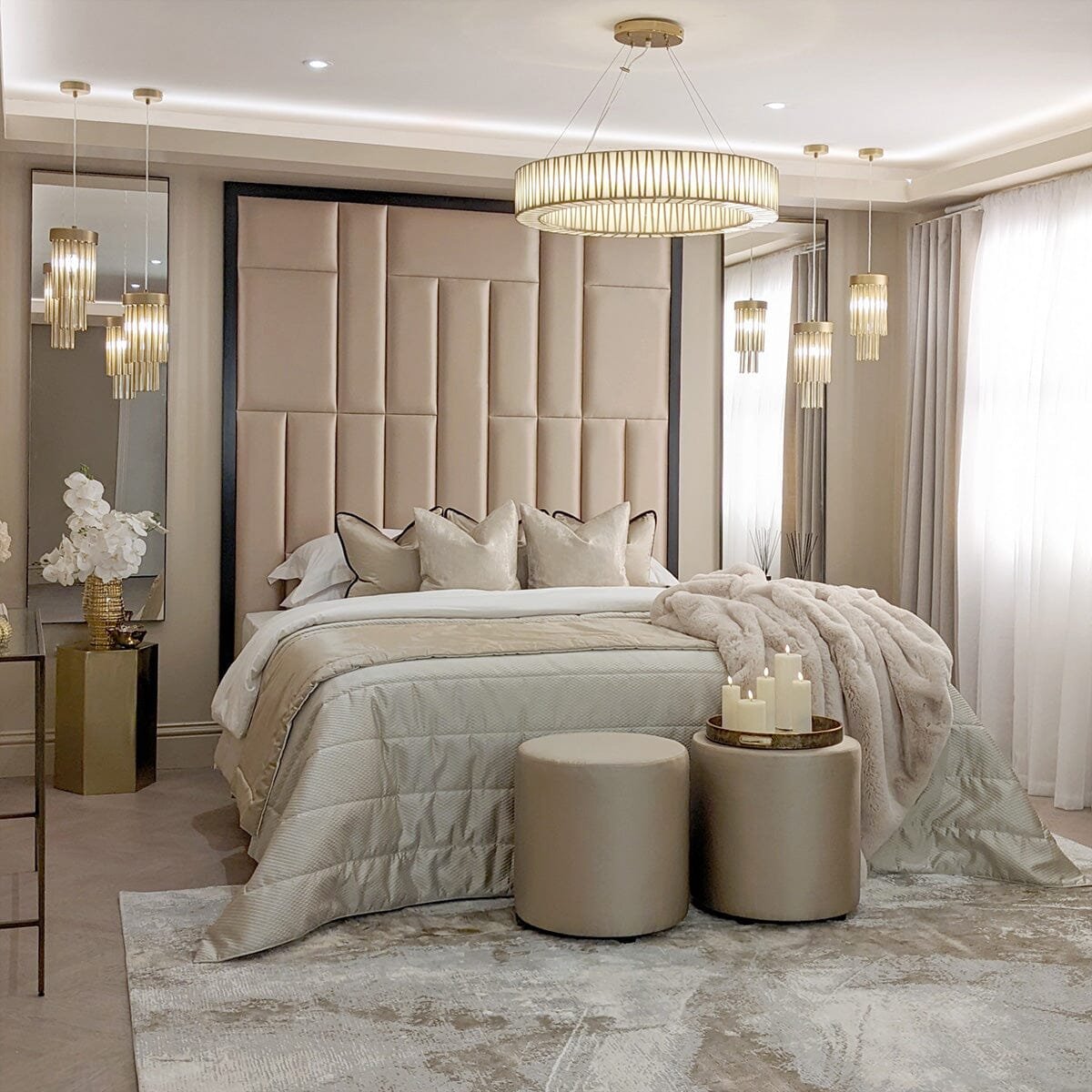 Kensington Serena Hazel Satin Premium Headboard with Black Frame