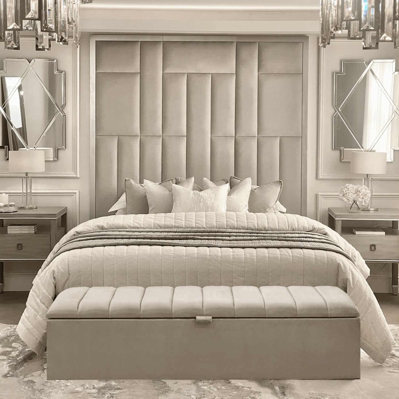 Kensington Smoke Grey Panelled Ottoman Box