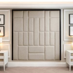 Kensington Smoke Grey Premium Headboard with Black Wooden Frame