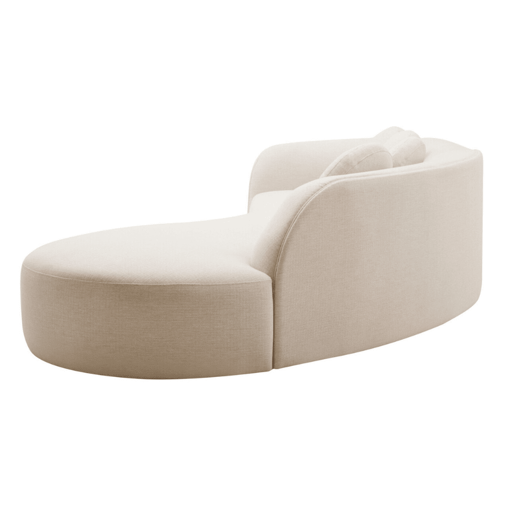 Keyen Cream Linen 3 seater Curved Sofa
