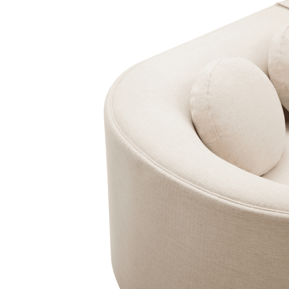 Keyen Cream Linen 3 seater Curved Sofa