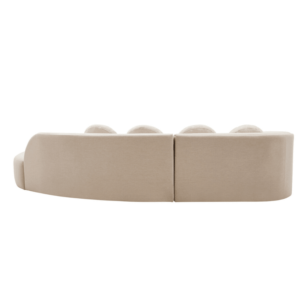 Keyen Cream Linen 3 seater Curved Sofa