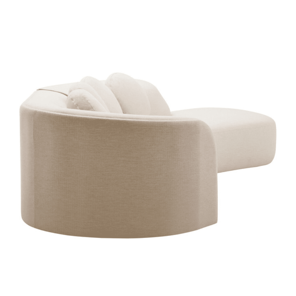 Keyen Cream Linen 3 seater Curved Sofa