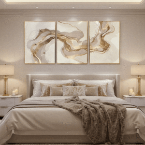 Kianna Taupe & Gold Abstract Framed Wall Art - Set of 3