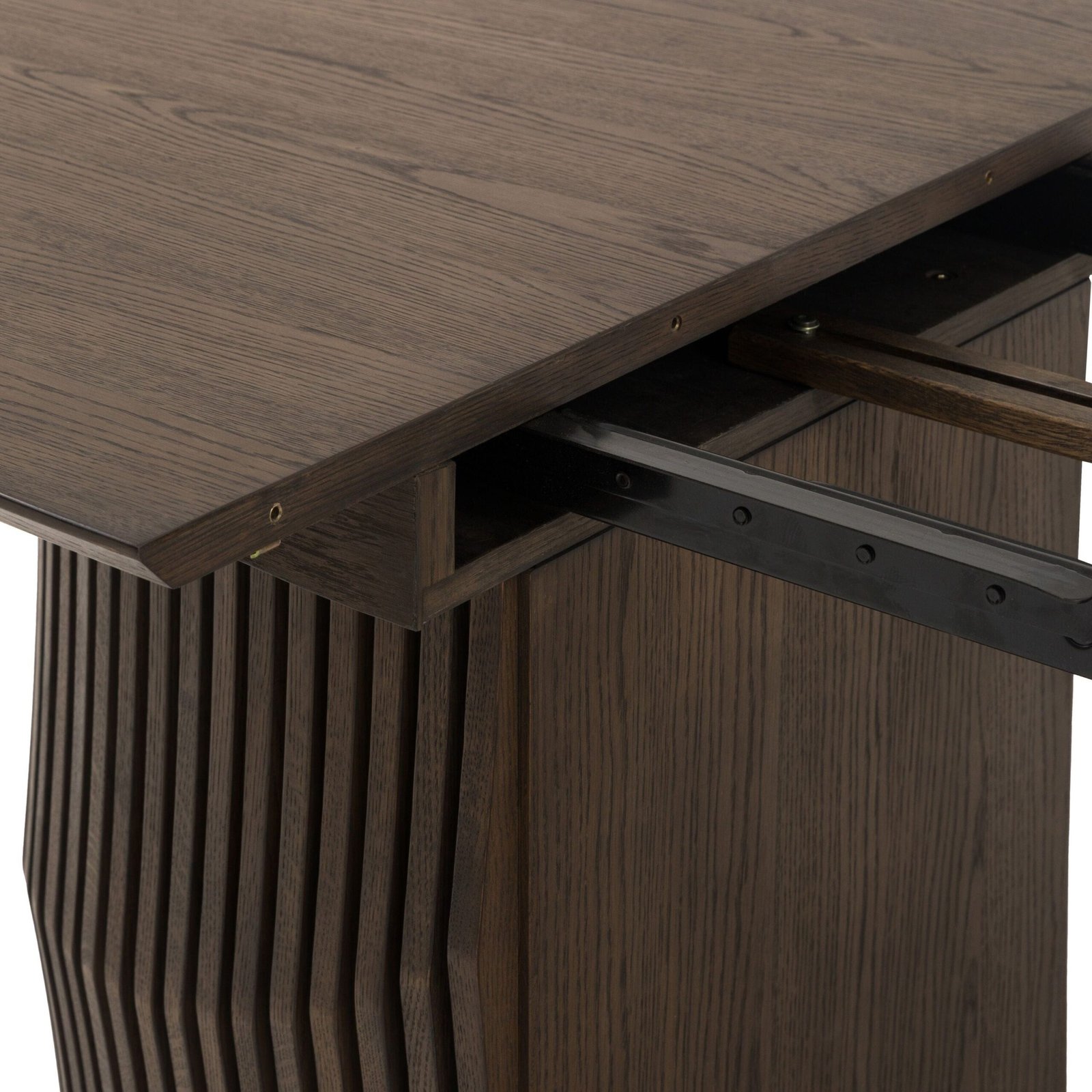 Koldrum Dark Wood Extendable Dining Table with Panelled Detail