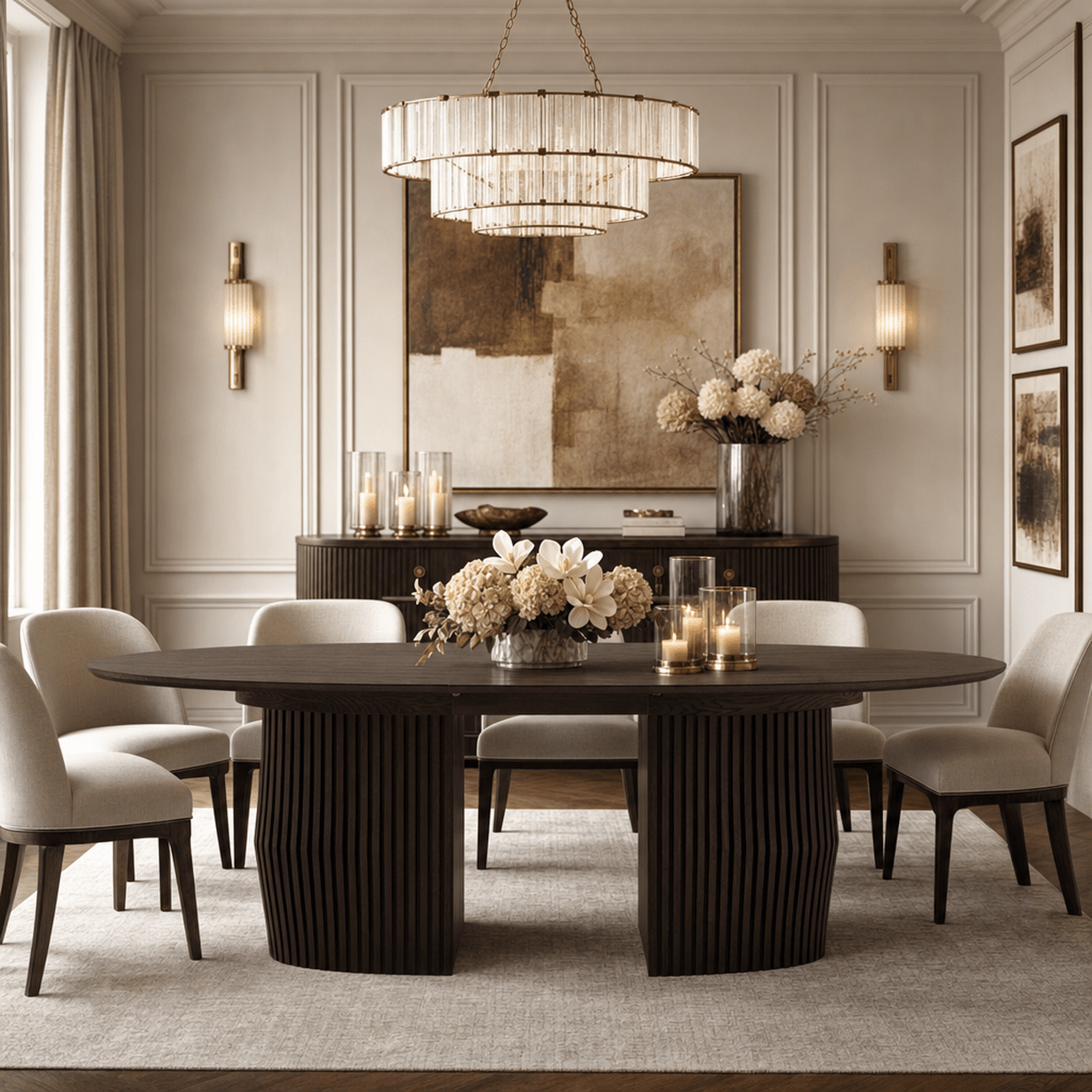 Koldrum Dark Wood Extendable Dining Table with Panelled Detail