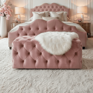 Langley Blush Pink Buttoned Bench
