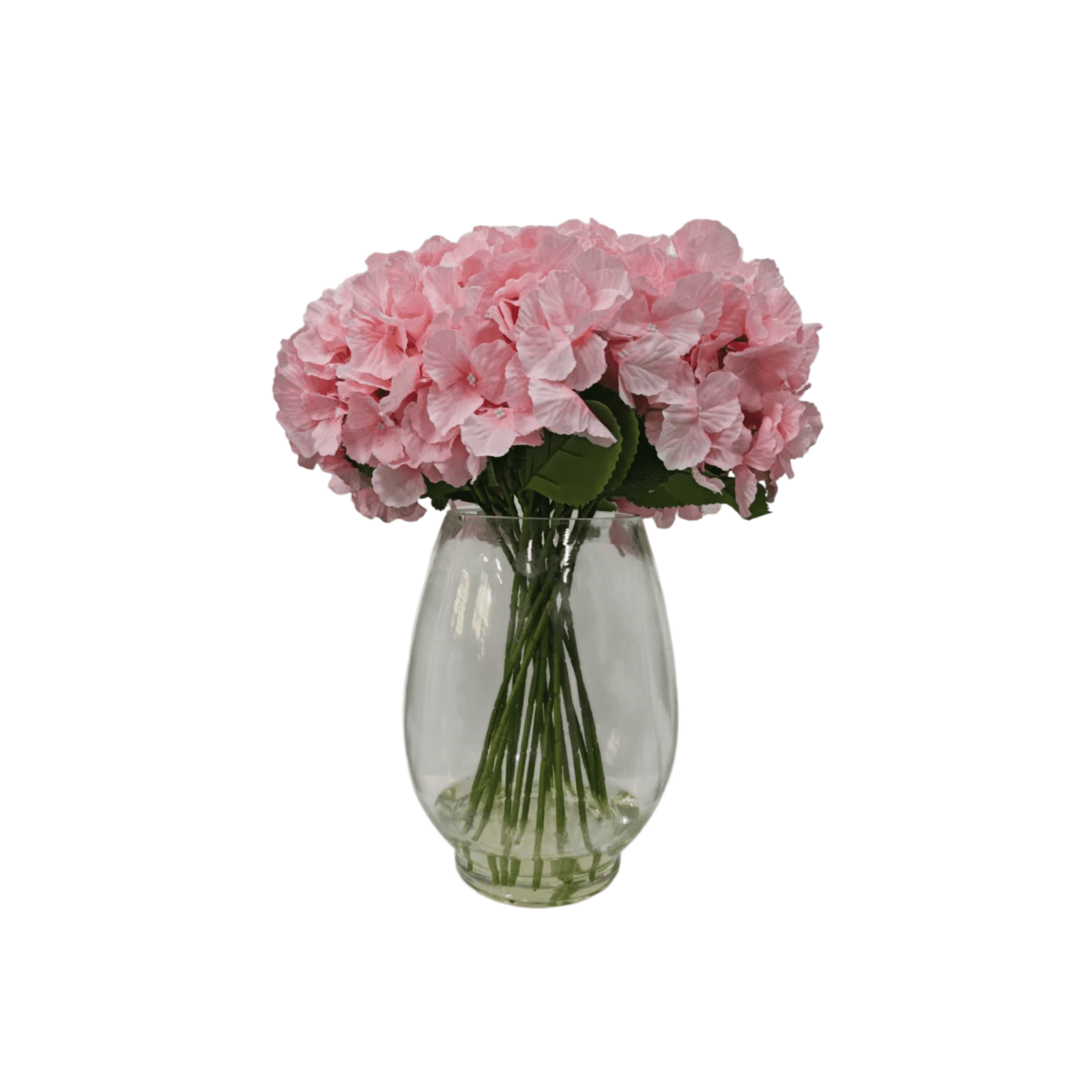 Large Faux Dusky Pink Hydrangeas Floral Arrangement in Fishbowl Vase