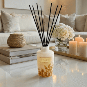 Large Hazelnut Cappuccino Scented White & Gold Statement Reed Diffuser - 500ml