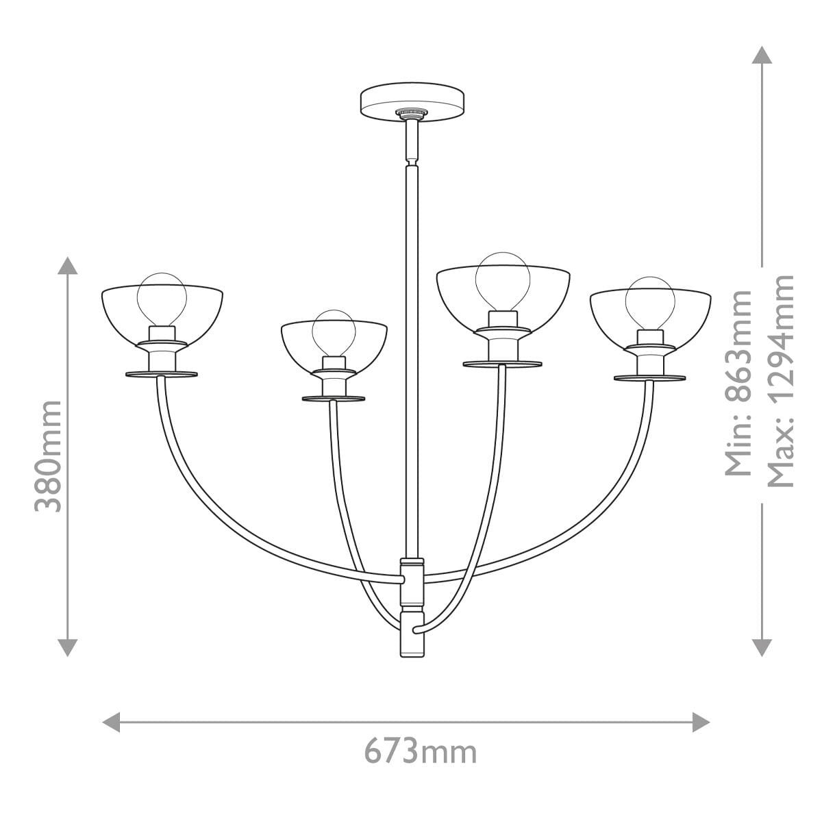 Larkspur Gold 4 Light Pendant Ceiling Light