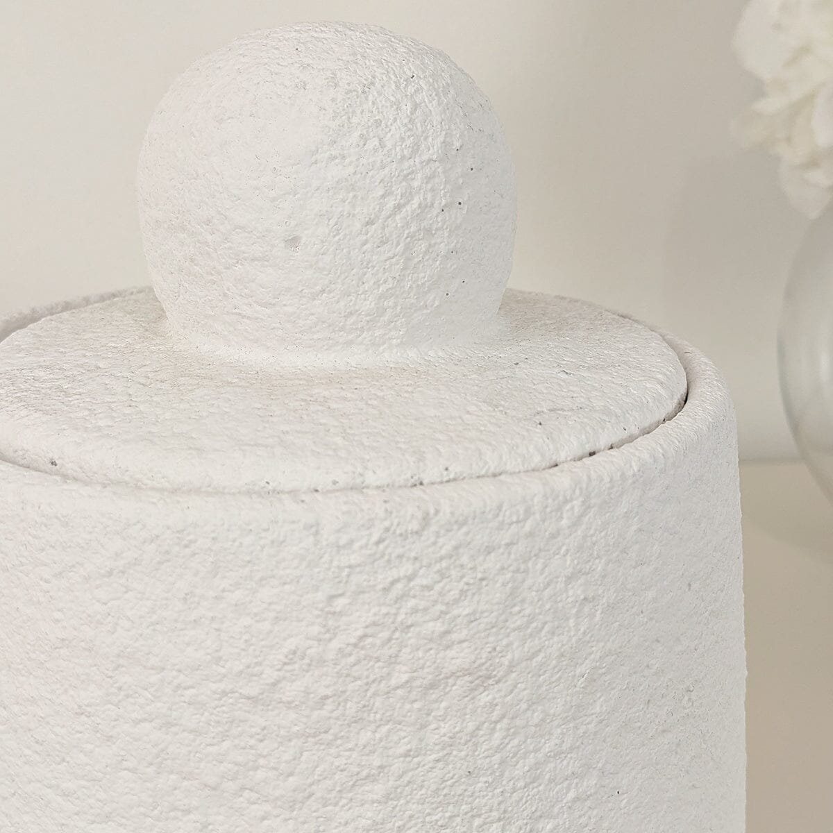 Laurel White Textured Decorative Jar