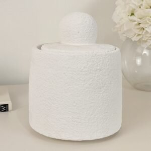 Laurel White Textured Decorative Jar