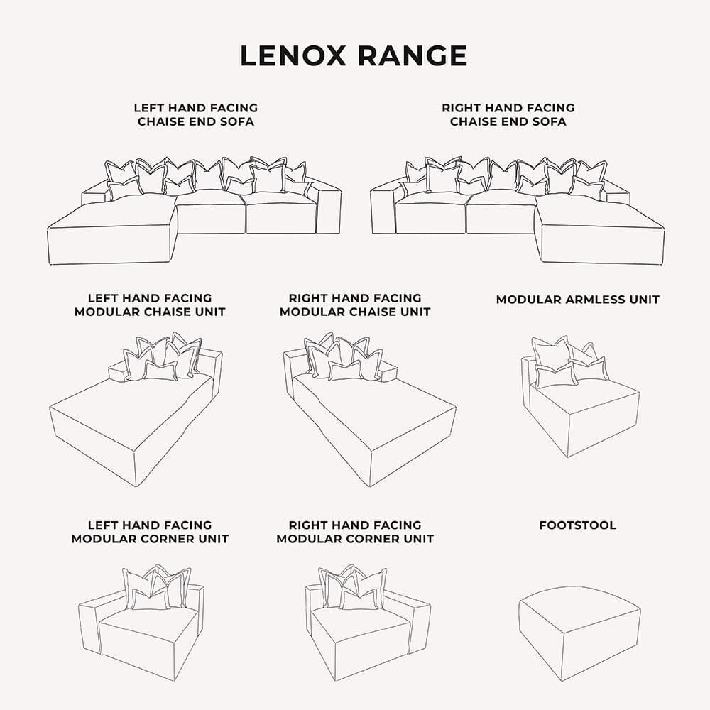 Lenox Mink Velvet Pillow Back Modular Sofa Range