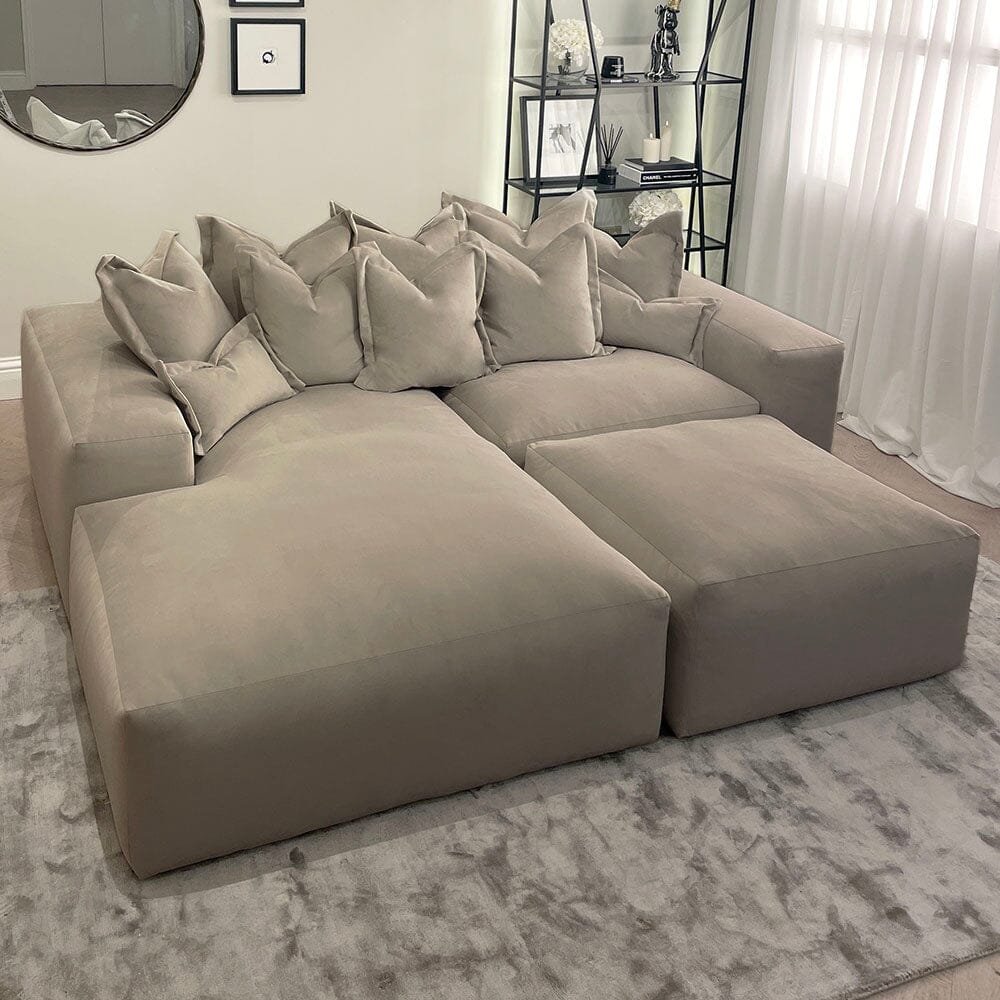 Lenox Mink Velvet Pillow Back Modular Sofa Range