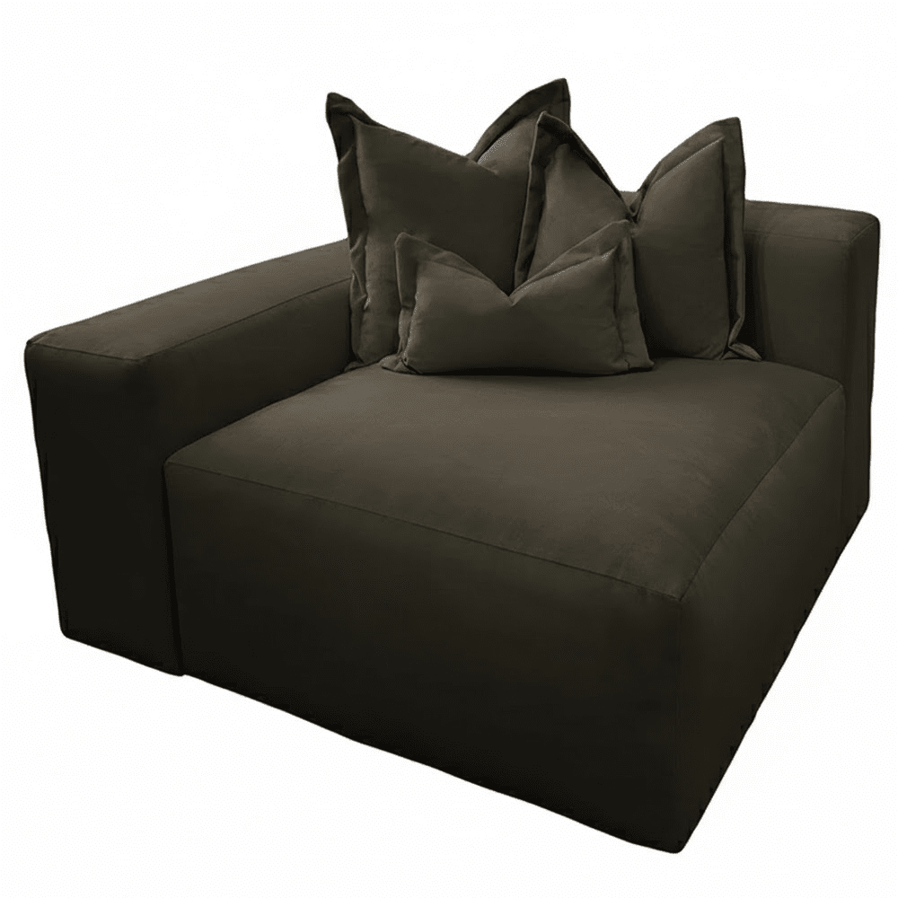 Lenox Shadow Grey Velvet Pillow Back Modular Sofa Range