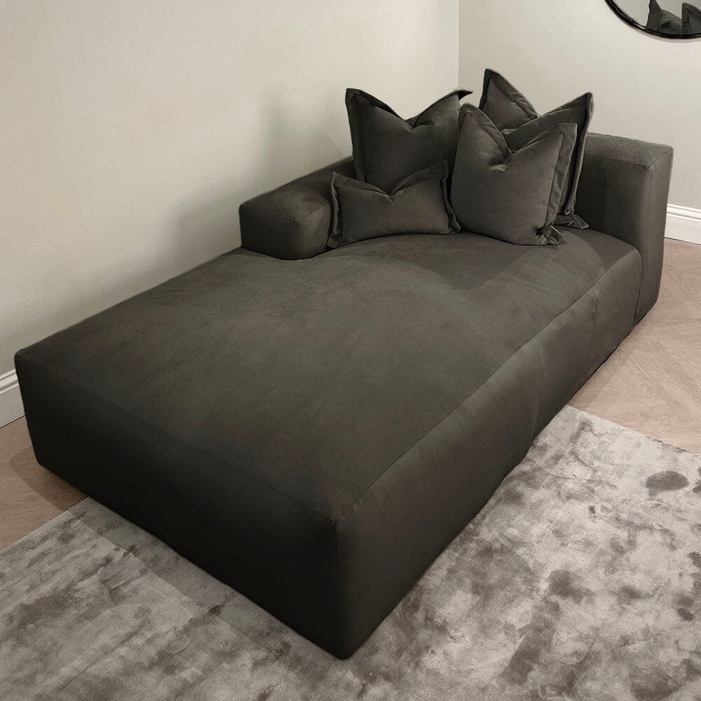 Lenox Shadow Grey Velvet Pillow Back Modular Sofa Range