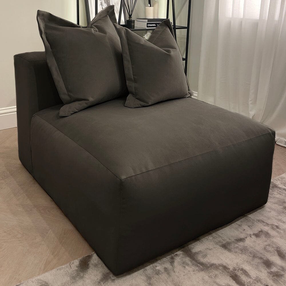 Lenox Shadow Grey Velvet Pillow Back Modular Sofa Range