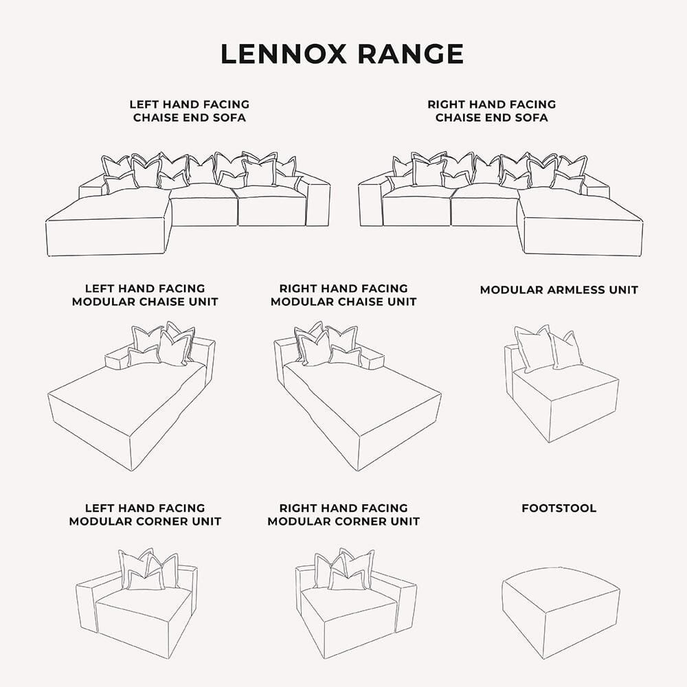 Lenox Silver Velvet Pillow Back Modular Sofa Range