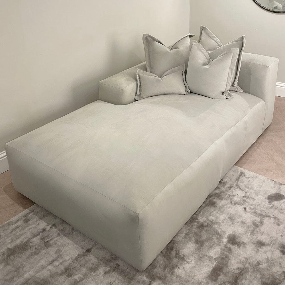 Lenox Silver Velvet Pillow Back Modular Sofa Range
