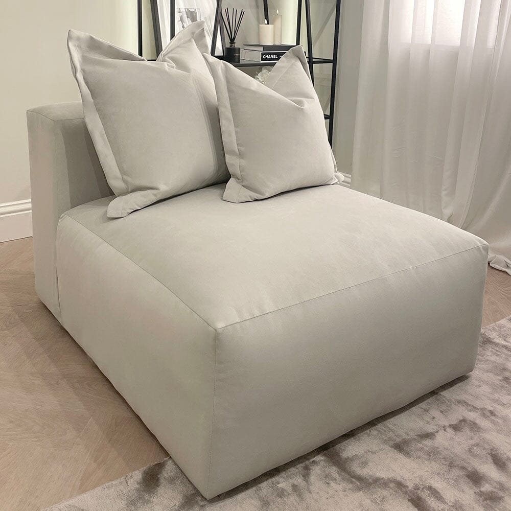 Lenox Silver Velvet Pillow Back Modular Sofa Range