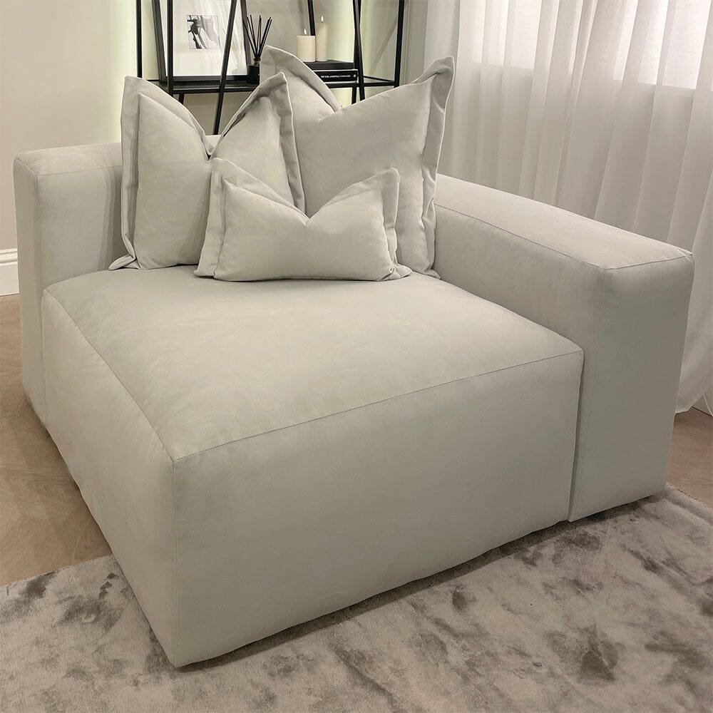 Lenox Silver Velvet Pillow Back Modular Sofa Range