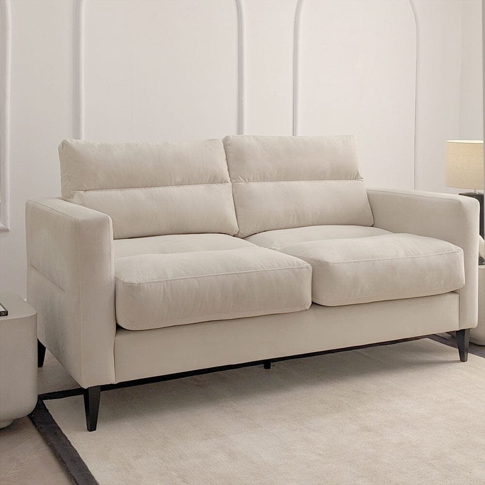 Lisbon Cream Velvet Sofa Range with Stitch Detailing