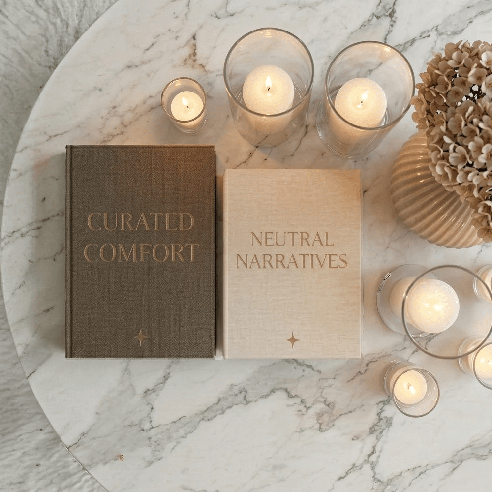 Lisle Cream & Brown Linen Effect Decorative Book Boxes - Set of 2