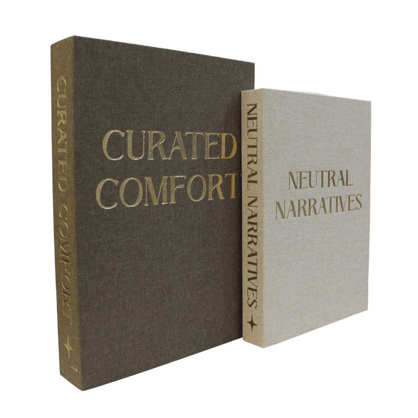 Lisle Cream & Brown Linen Effect Decorative Book Boxes - Set of 2