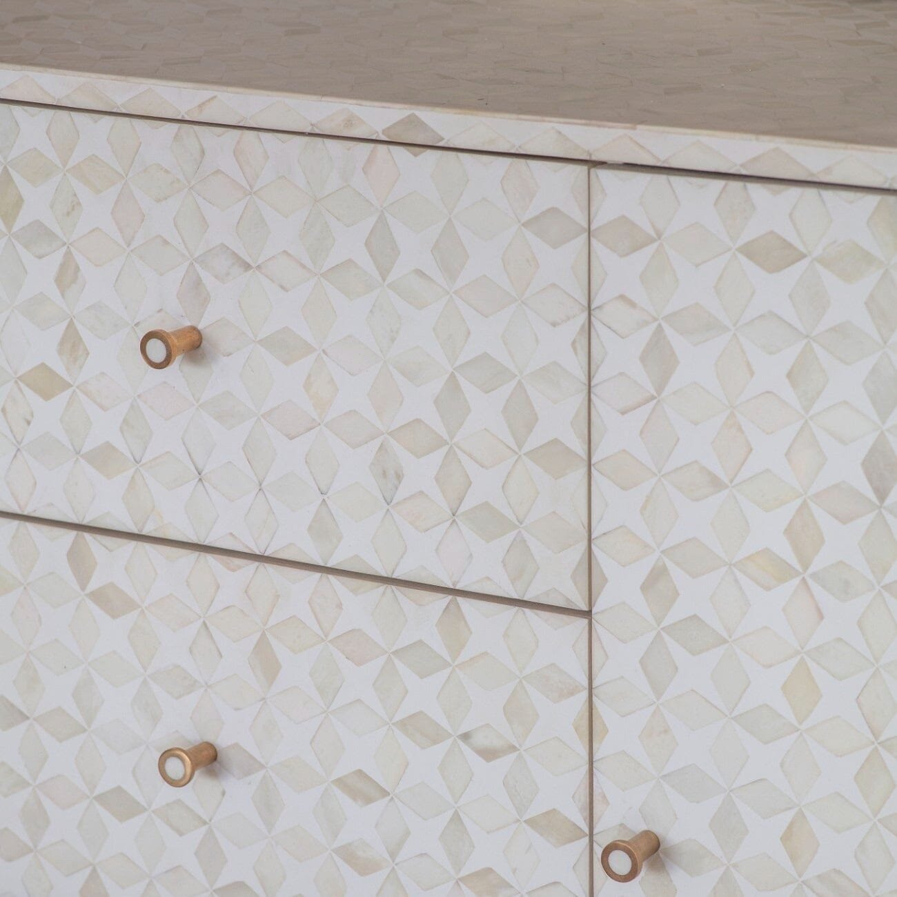 Livia Cream & Gold Patterned Bone Sideboard