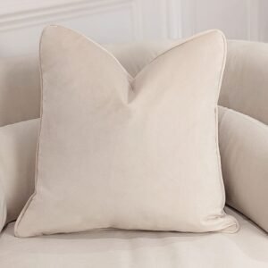London Oyster Velvet Piped Cushion - 46x46cm