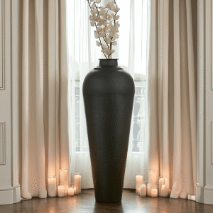 Lorén XL Matt Black Hammered Vase