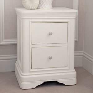 Louvre White Wooden 2 Drawer Bedside Table