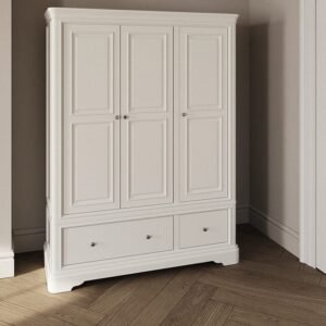 Louvre White Wooden 3 Door Wardrobe