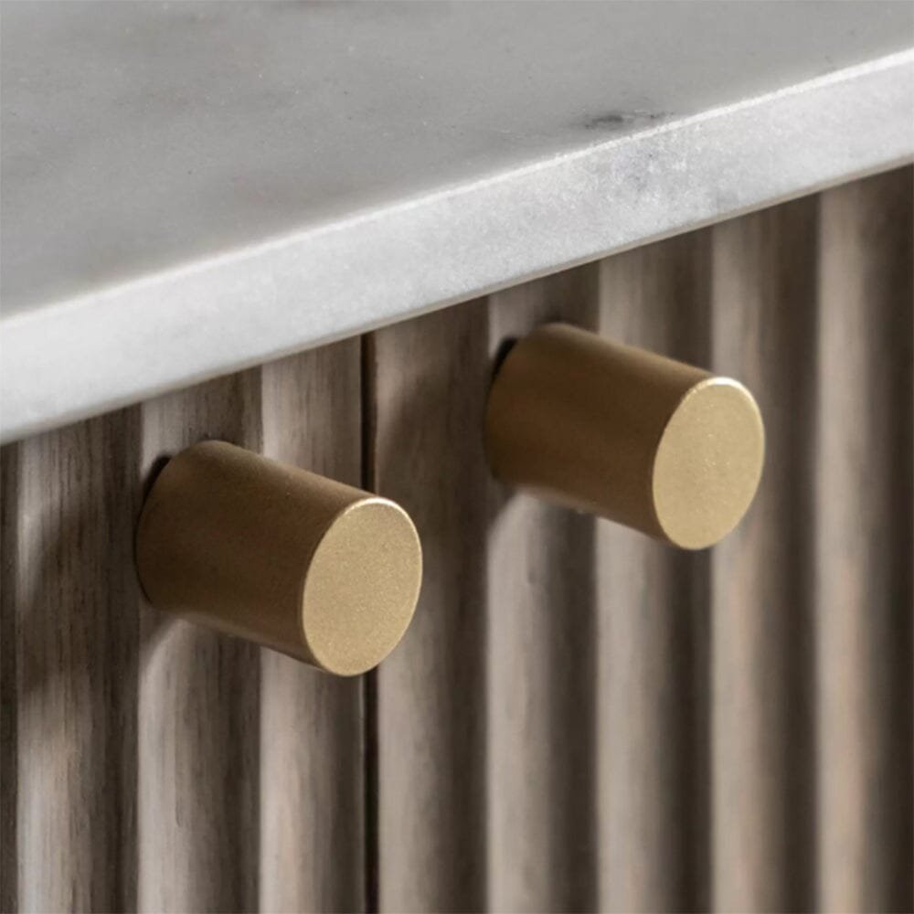 Luna Mango Wood Ribbed 3 Door Sideboard with Marble Top