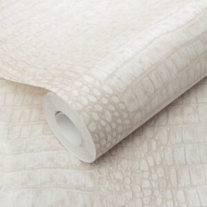 Mabel Cream Croc Print Textured Wallpaper