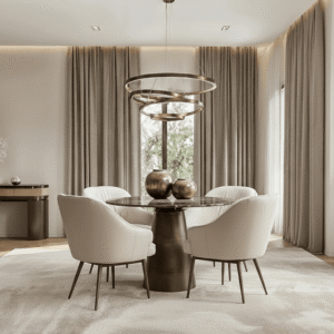 Macci Bronze & Dark Marble Round Dining Table