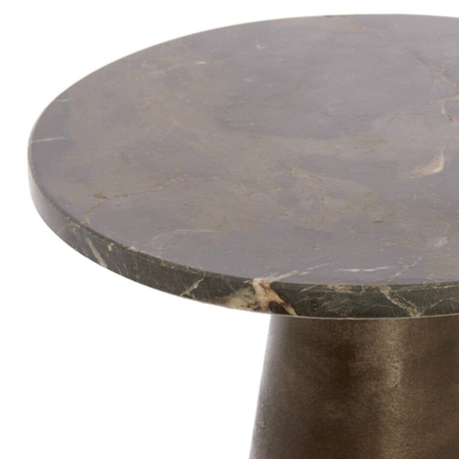 Macci Bronze & Dark Marble Round Side Table