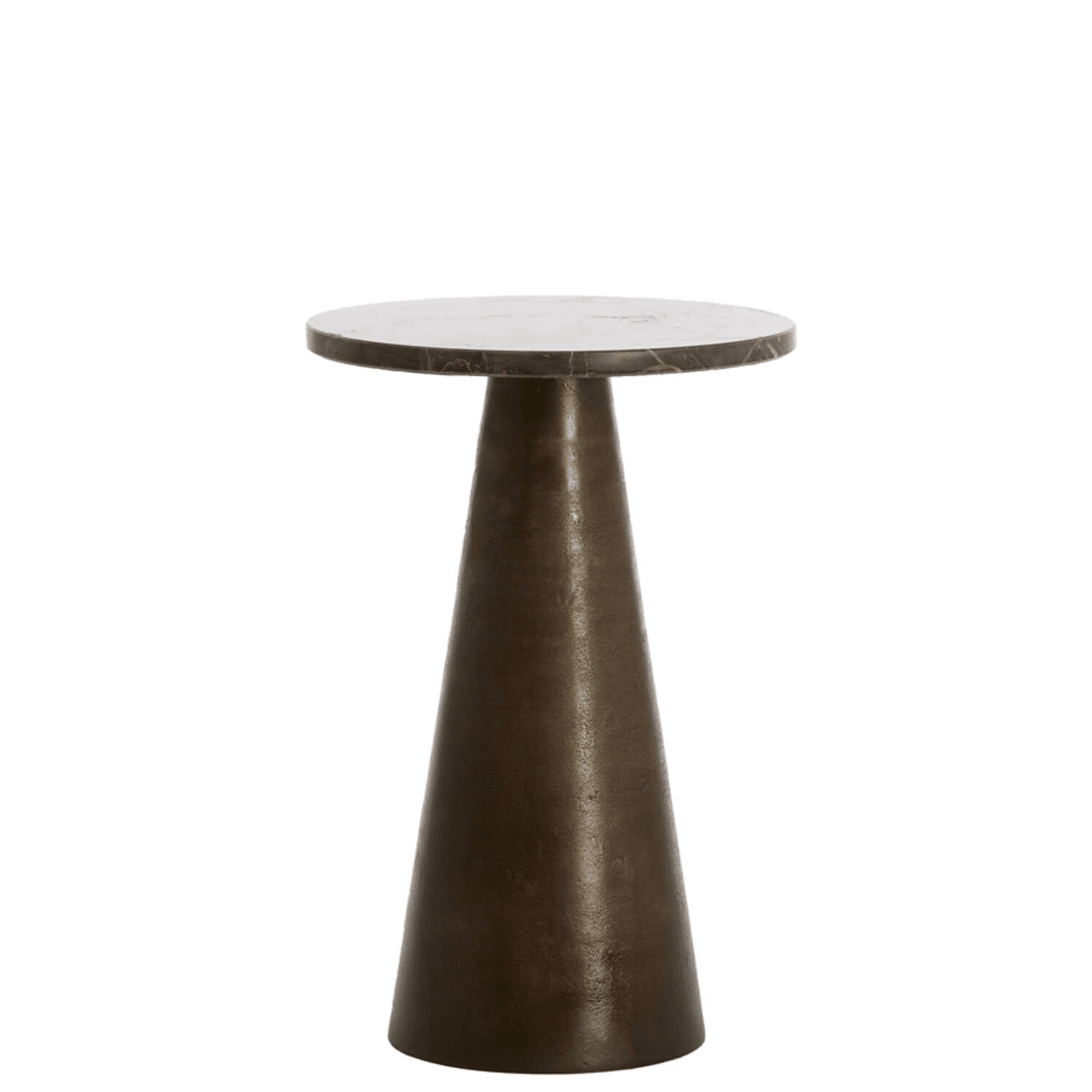 Macci Large Bronze & Dark Marble Round Side Table