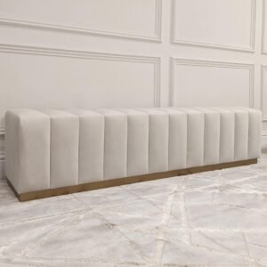 Madeline Cream Velvet & Gold Luxury Bench