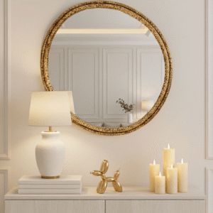 Maltere Gold Large Mirror with Dimpled Frame