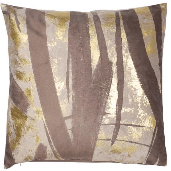 Maple Brown & Gold Metallic Brushstroke Effect Cushion - 50x50cm
