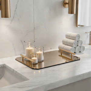 Maplin Amber Tray with Gold Handles