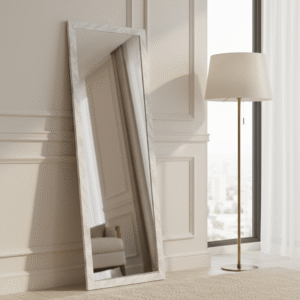 Marcie Large White Marbled Leaner Wall Mirror