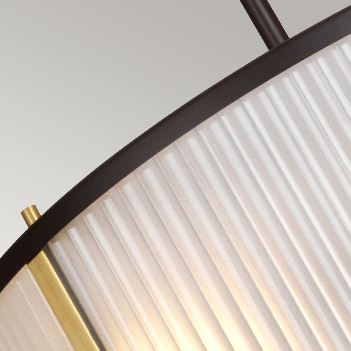 Maria Dark Brown & Brass Ribbed Glass 3 Light Pendant Ceiling Light