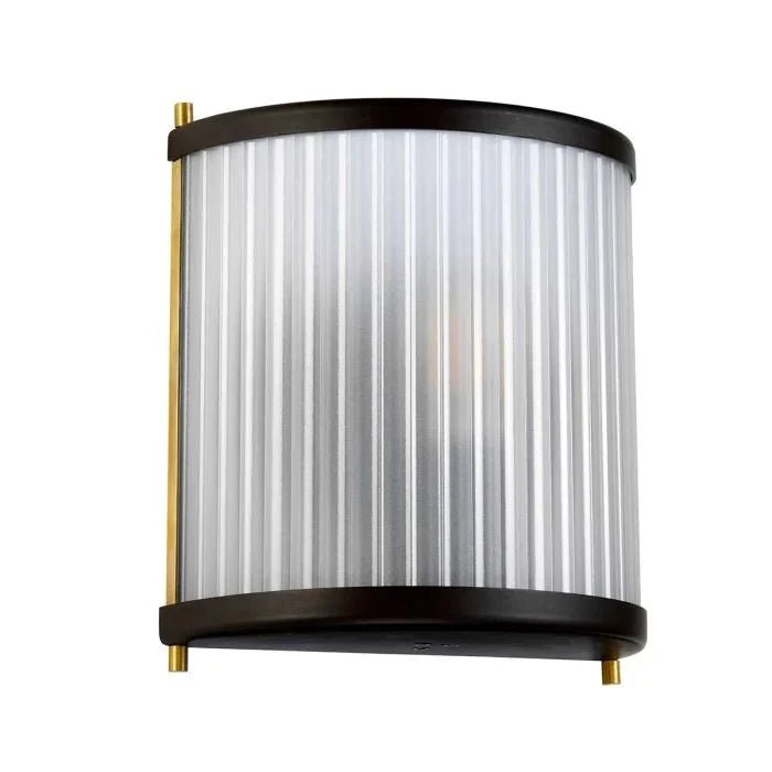 Maria Dark Brown & Brass Ribbed Glass Wall Light