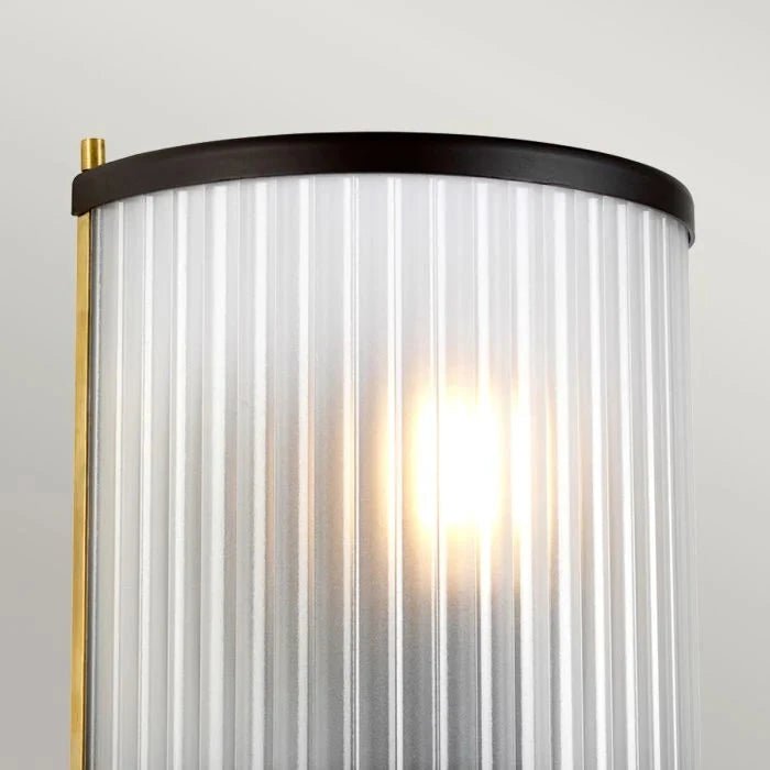 Maria Dark Brown & Brass Ribbed Glass Wall Light