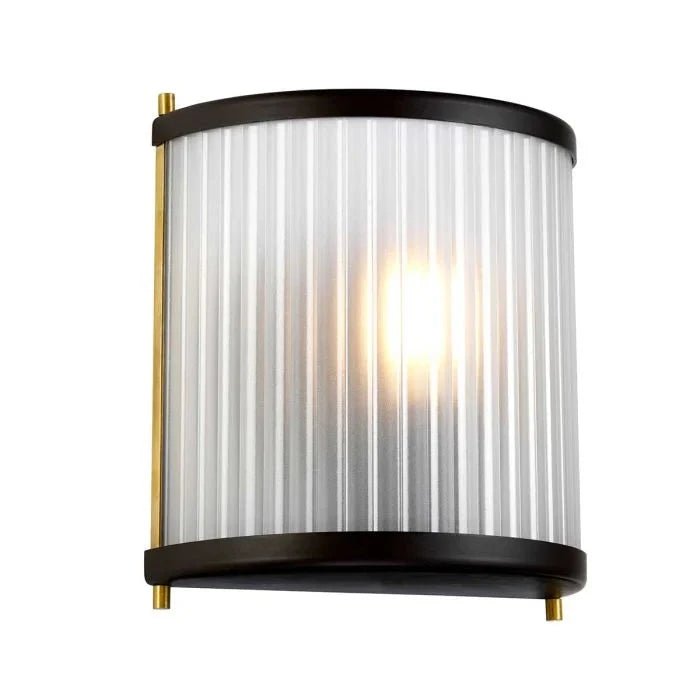 Maria Dark Brown & Brass Ribbed Glass Wall Light